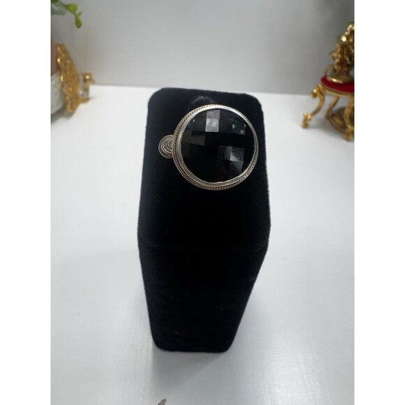 EFFY Luxury 925 Sterling Silver & 14K Gold Black Onyx Ring Sz 8.75 Ornate Signed - Picture 5 of 16